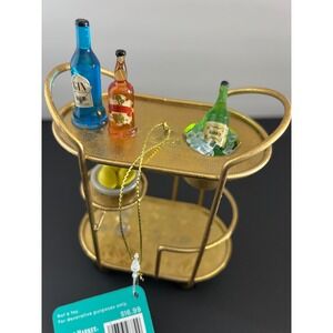 Bar Cart Christmas Ornament Gold Miniature Liquor Bottles Lemons World Market
